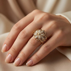 Exotic Floral Zirconia Gold Ring 2