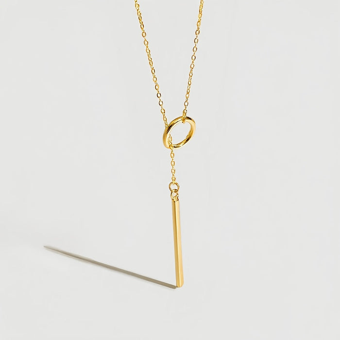 Modern Gold Y-Drop Necklace in Stainless Steel