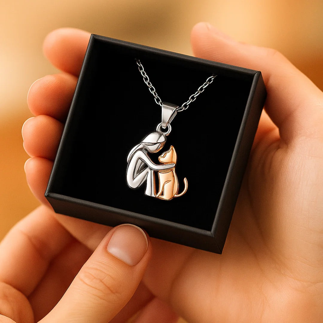 Aria – Gentle Cat Embrace Necklace (Gold & Rose Gold)