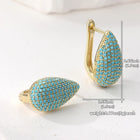 Turquoise Pavé Teardrop Hoop Earrings 5