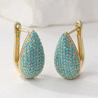 Turquoise Pavé Teardrop Hoop Earrings 3