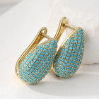 Turquoise Pavé Teardrop Hoop Earrings 6