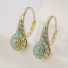 Turquoise Mosaic Teardrop Gold Earrings 5
