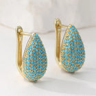 Turquoise Pavé Teardrop Hoop Earrings 1