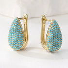 Turquoise Pavé Teardrop Hoop Earrings 4