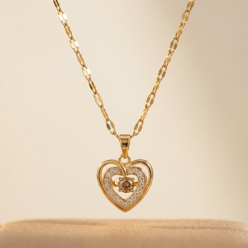 Gold Plated Chunky Chain Necklace With Zirconia