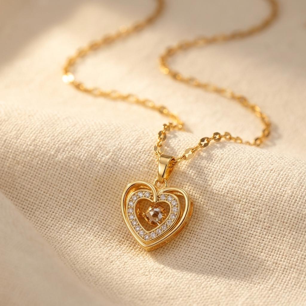 Gold Plated Chunky Chain Necklace With Zirconia