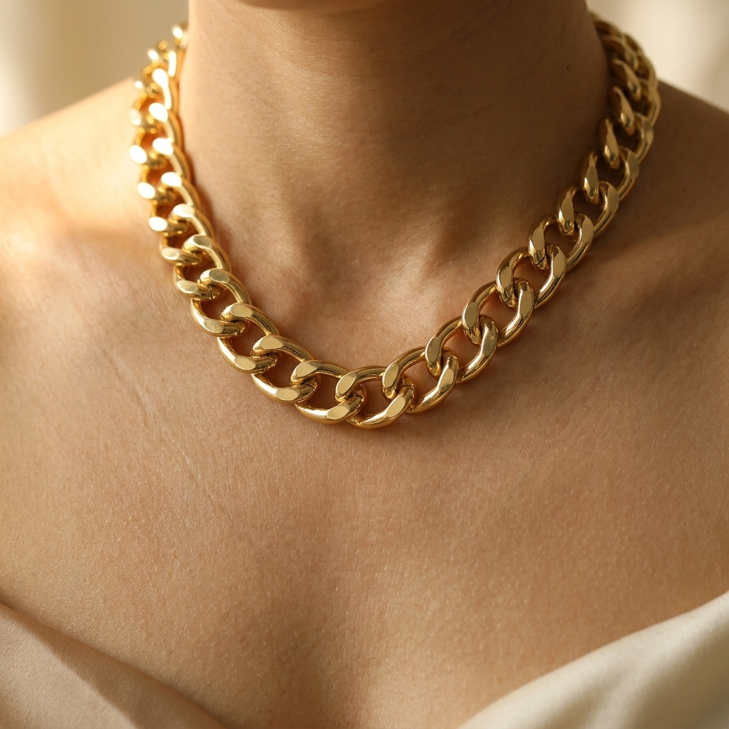 Golden Punk Geometric Chain Necklace