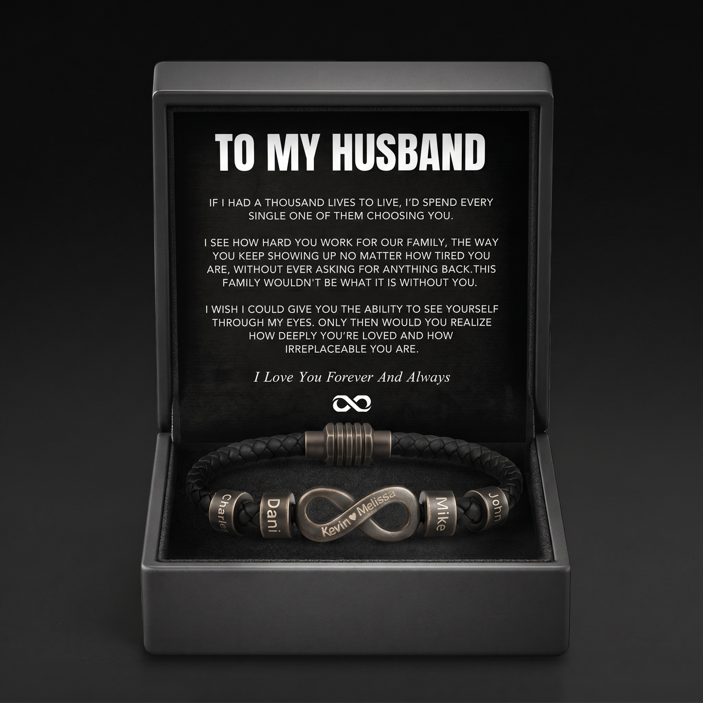 Infinity Name Bracelet - For the Man Who Holds Us Together