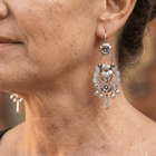 Vintage Silver Floral Chandelier Drop Earrings 2
