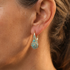 Turquoise Mosaic Teardrop Gold Earrings 2