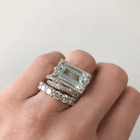 Vintage Silver Turquoise Glass Stackable Ring Set 2