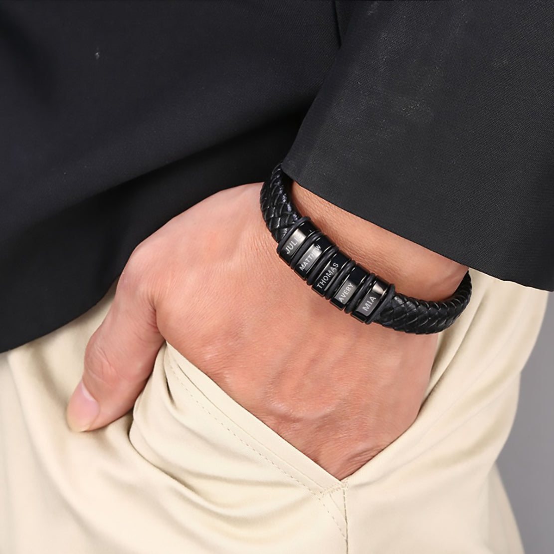 Family Forever - Personalized Leather Bracelet