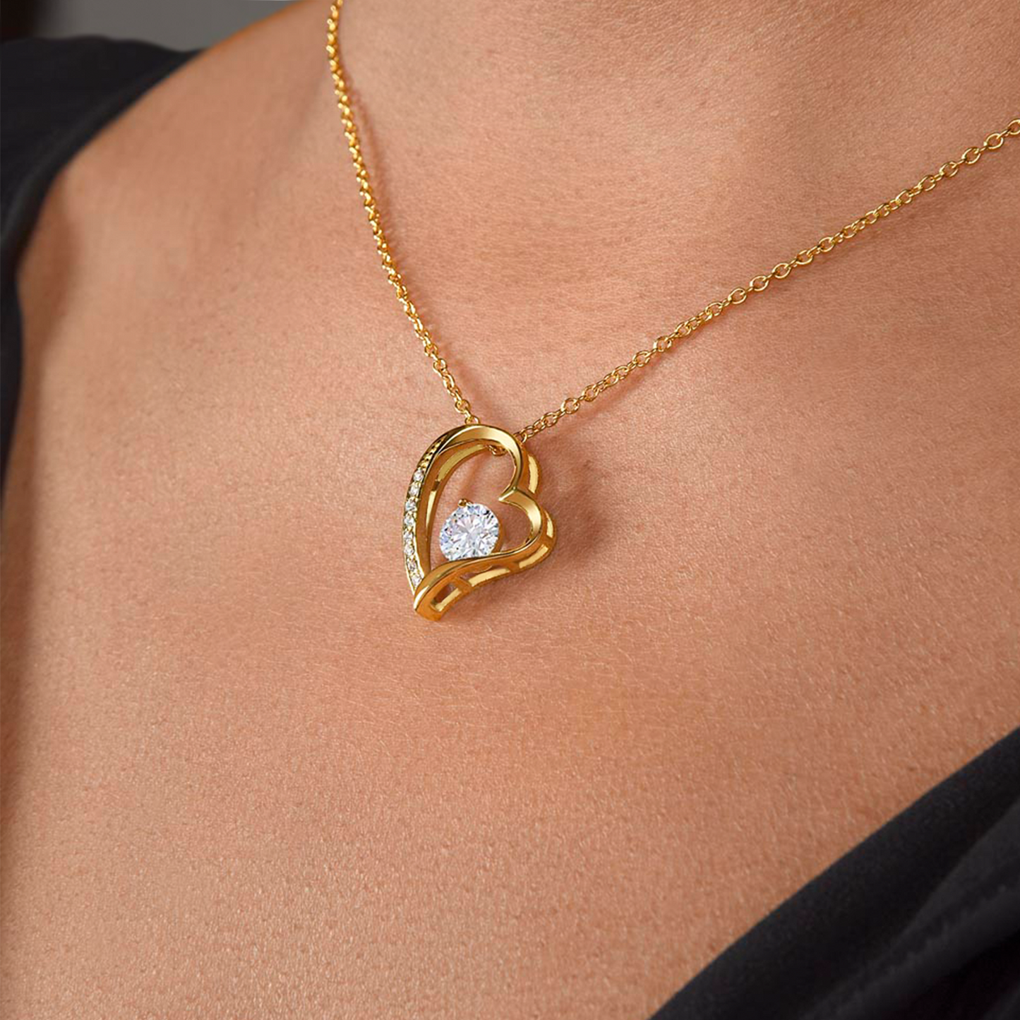 Forever & Always Eternal Rose and Heart Necklace