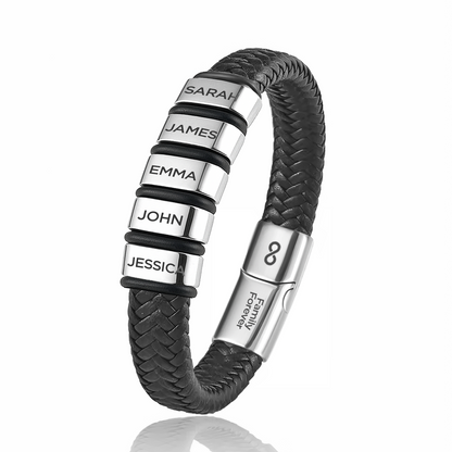 Family Forever - Personalized Leather Bracelet