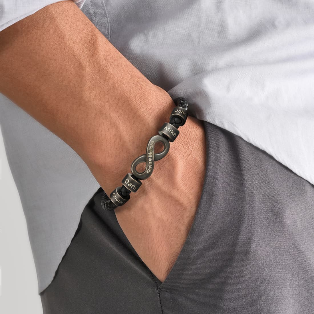 Infinity Bracelet with Names, For the Man Who Keeps Us United