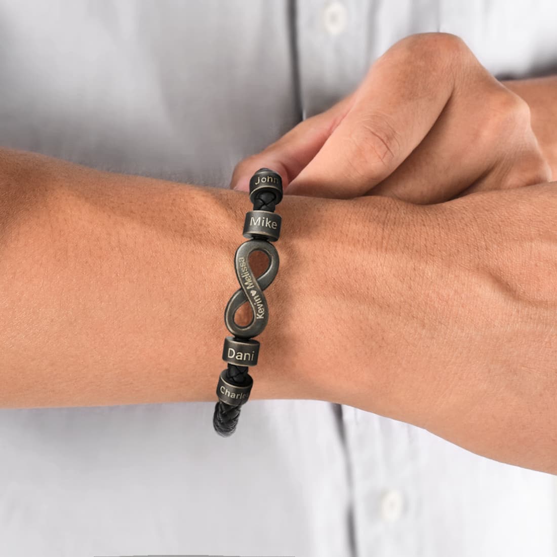 Infinity Bracelet with Names, For the Man Who Keeps Us Together