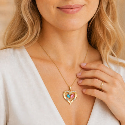 To My Wife – Birthstone Heart Necklace