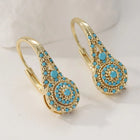 Turquoise Mosaic Teardrop Gold Earrings 1