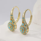 Turquoise Mosaic Teardrop Gold Earrings 4
