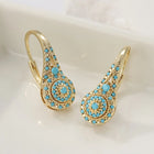 Turquoise Mosaic Teardrop Gold Earrings 3