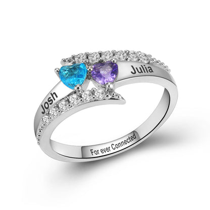 Personalized Birthstone Couples Ring