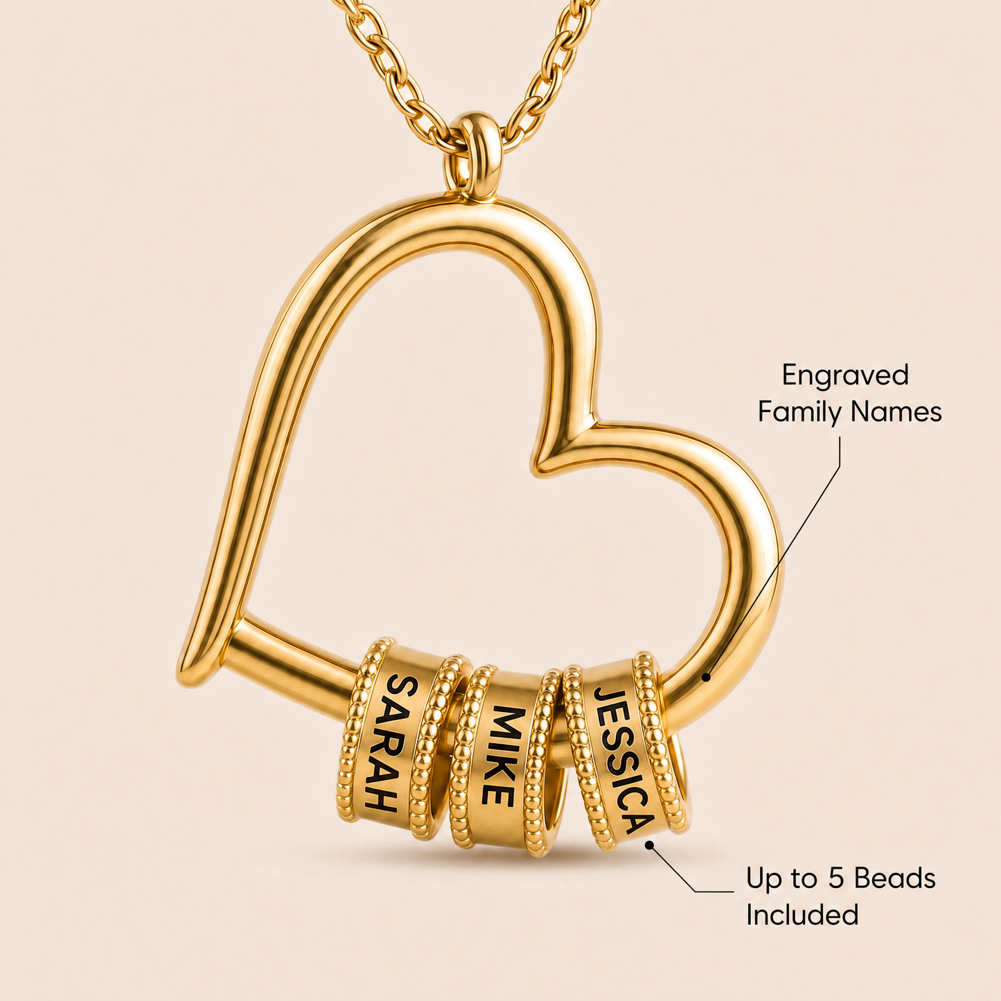 The Heart of Our Family - Personalized Beads Necklace