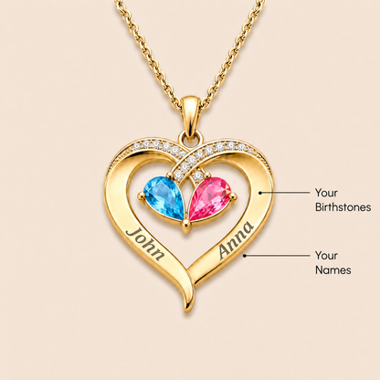 To My Wife – Birthstone Heart Necklace with Customized Box