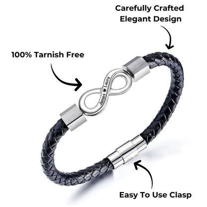 "To My Man" - Infinite Love Names Engraved Bracelet