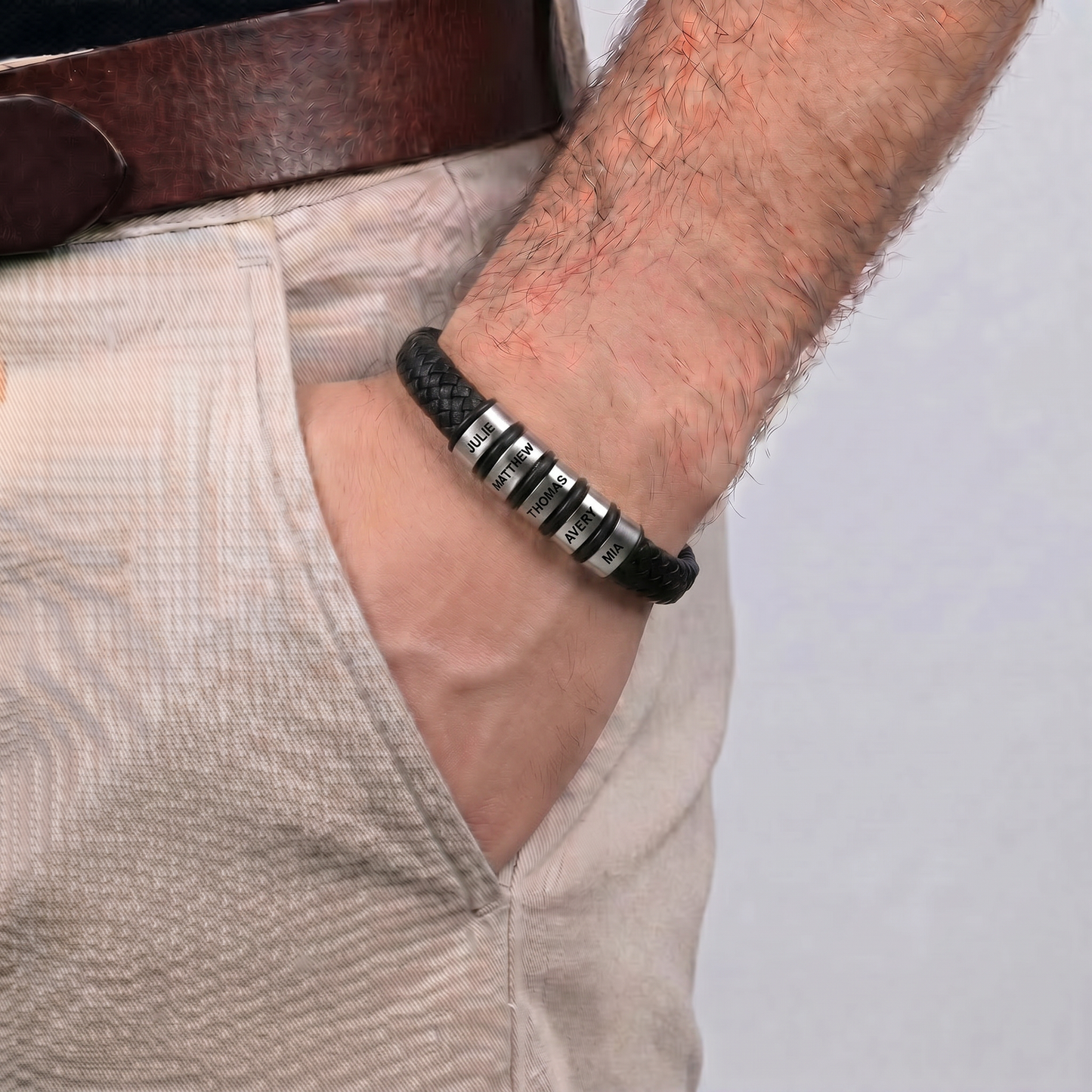 Family Forever - Personalized Leather Style Bracelet Set