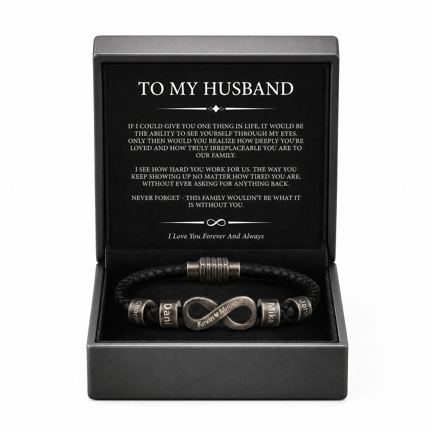 Infinity Name Bracelet - For the Man Who Holds Us Together