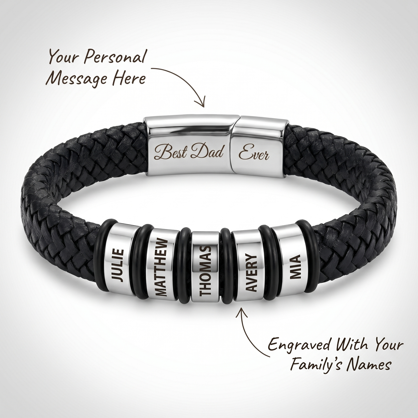 Family Forever - Personalized Leather Style Bracelet Set