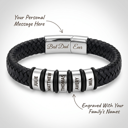 Family Forever - Personalized Leather Style Bracelet Set