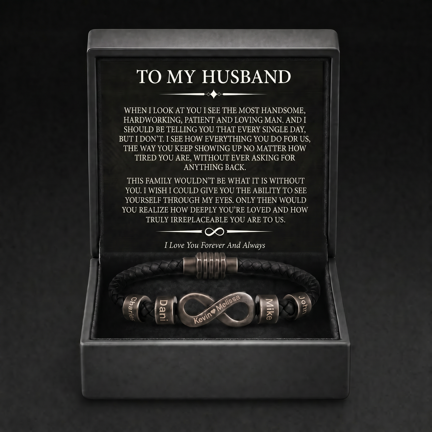 Infinity Name Bracelet - For the Man Who Holds Us Together