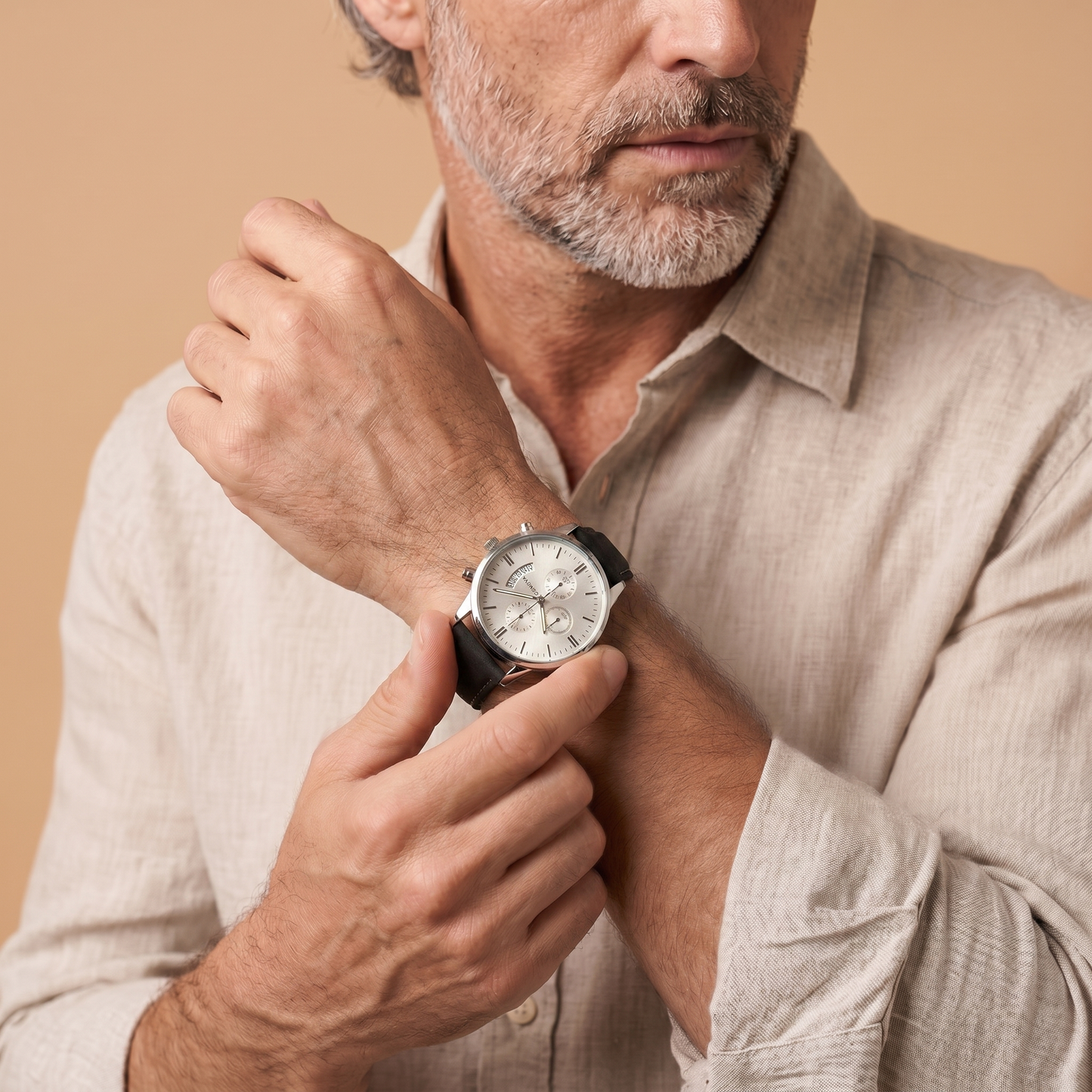 To My Husband - Personalized Leather Strap Watch