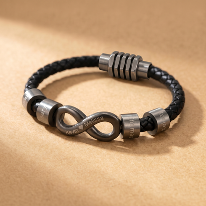 Infinity Bracelet with Names, For the Man Who Keeps Us Together