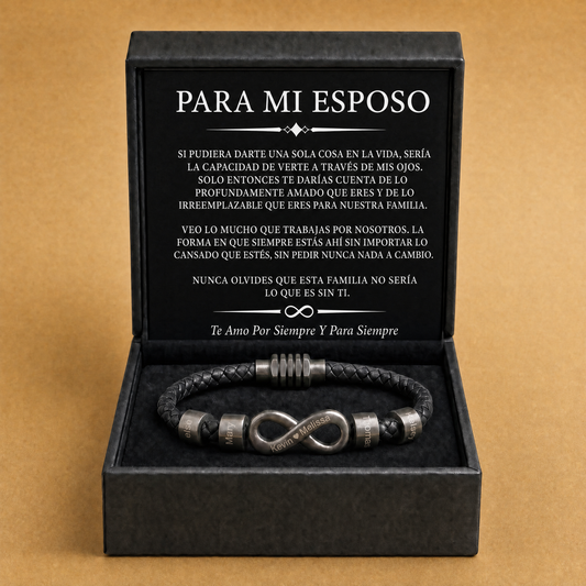 Infinity Bracelet with Names, For the Man Who Keeps Us United