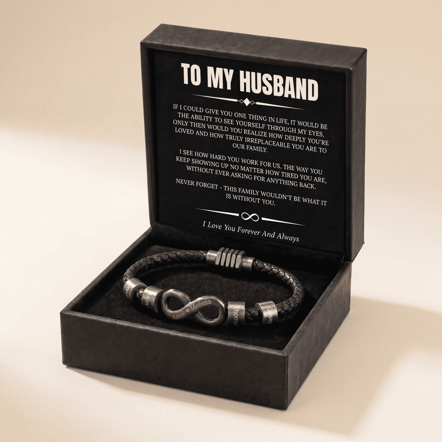 Infinity Name Bracelet - For the Man Who Holds Us Together