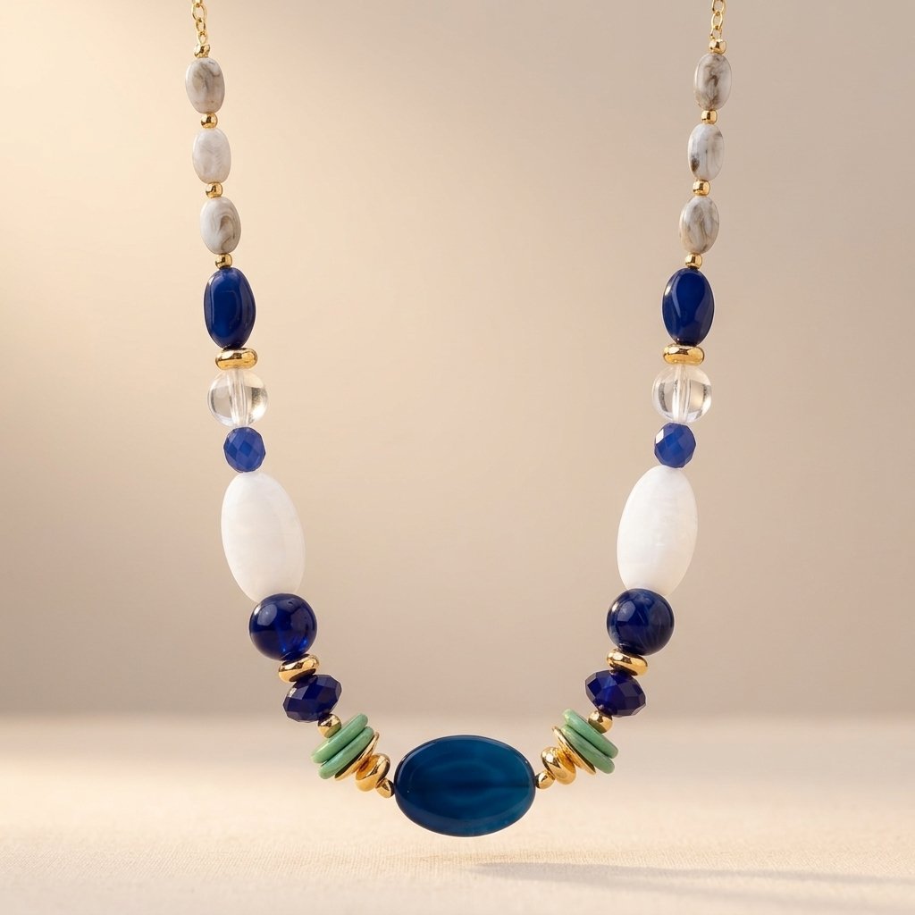 Elegant Geometric Irregular Bead Necklace