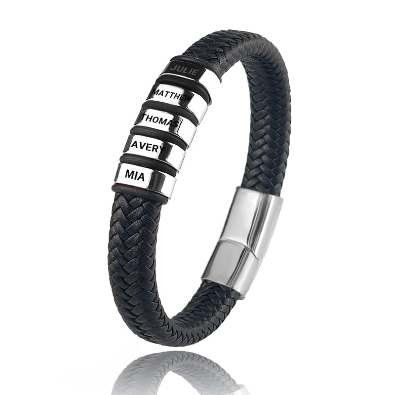 Family Forever - Personalized Leather Style Bracelet Set